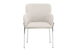Stuhl Helora in Beige aus Polyester-Leinen