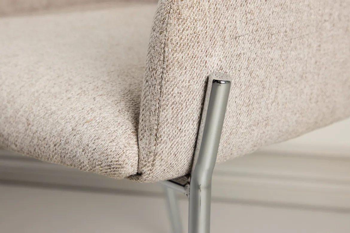 Stuhl Helora in Beige aus Polyester-Leinen