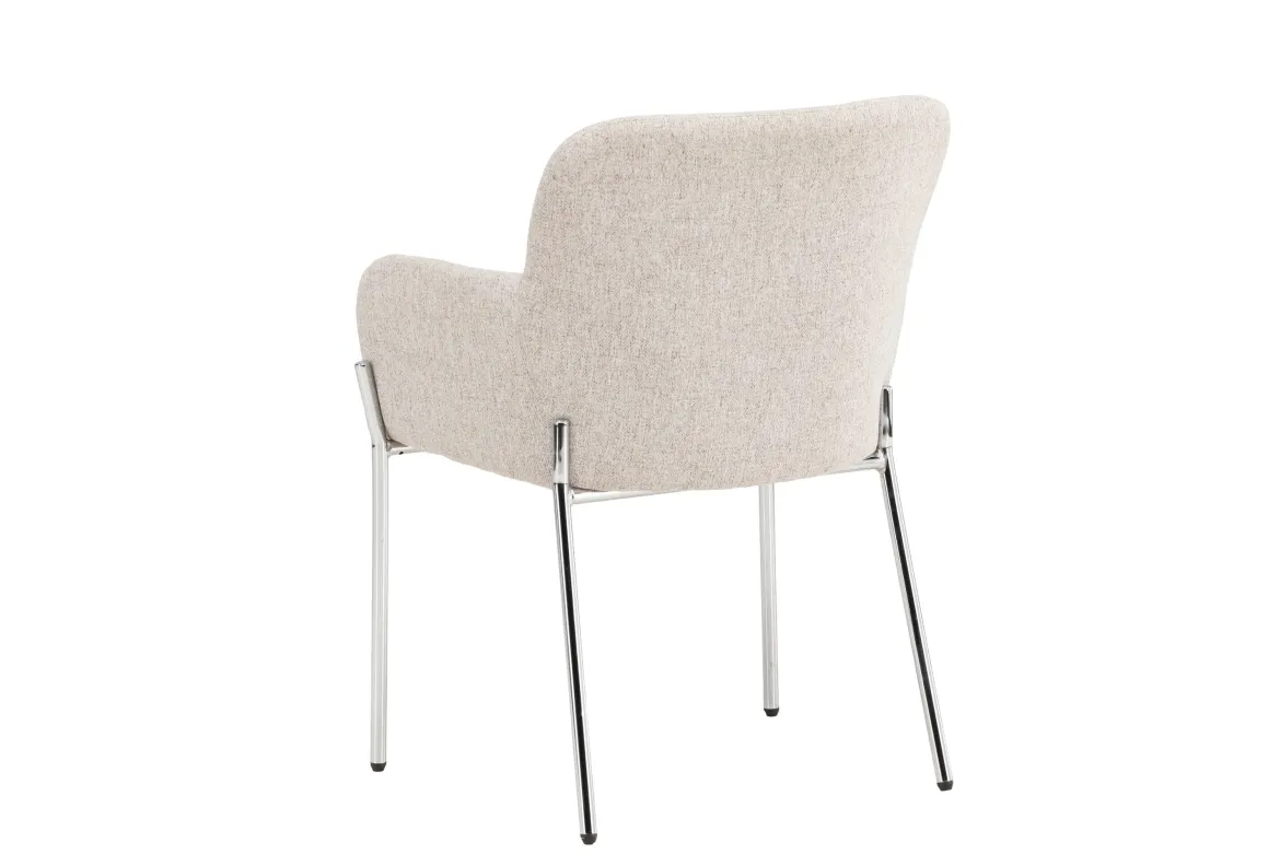 Stuhl Helora in Beige aus Polyester-Leinen