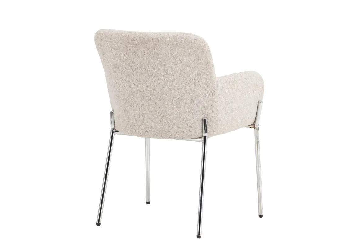 Stuhl Helora in Beige aus Polyester-Leinen