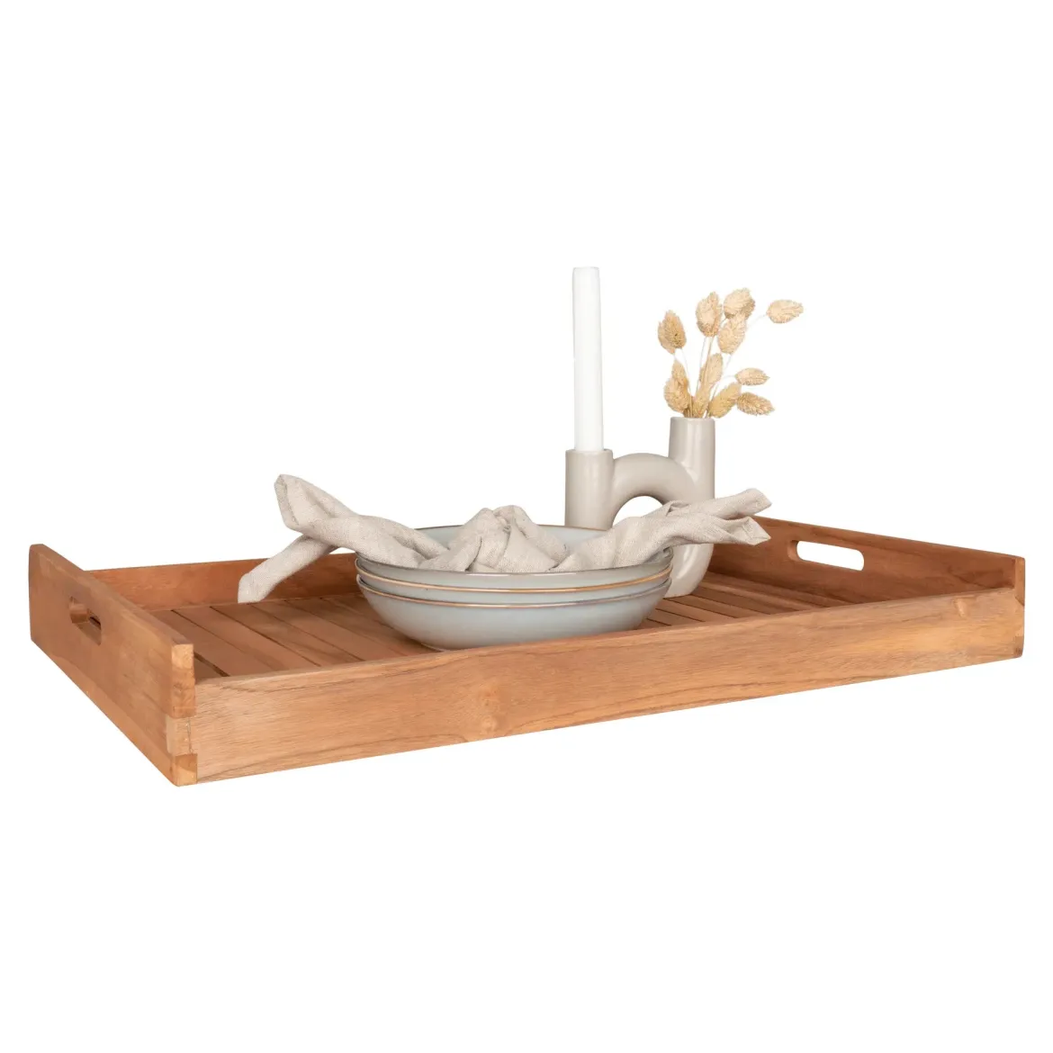 Tablett „Arvani“ – Rechteckiges Teak-Design