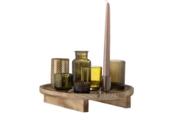 Tablett Heidi – Glas & Holz mit Teelichthaltern (8er-Set)