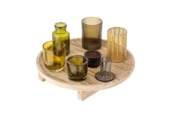 Tablett Heidi – Glas & Holz mit Teelichthaltern (8er-Set)