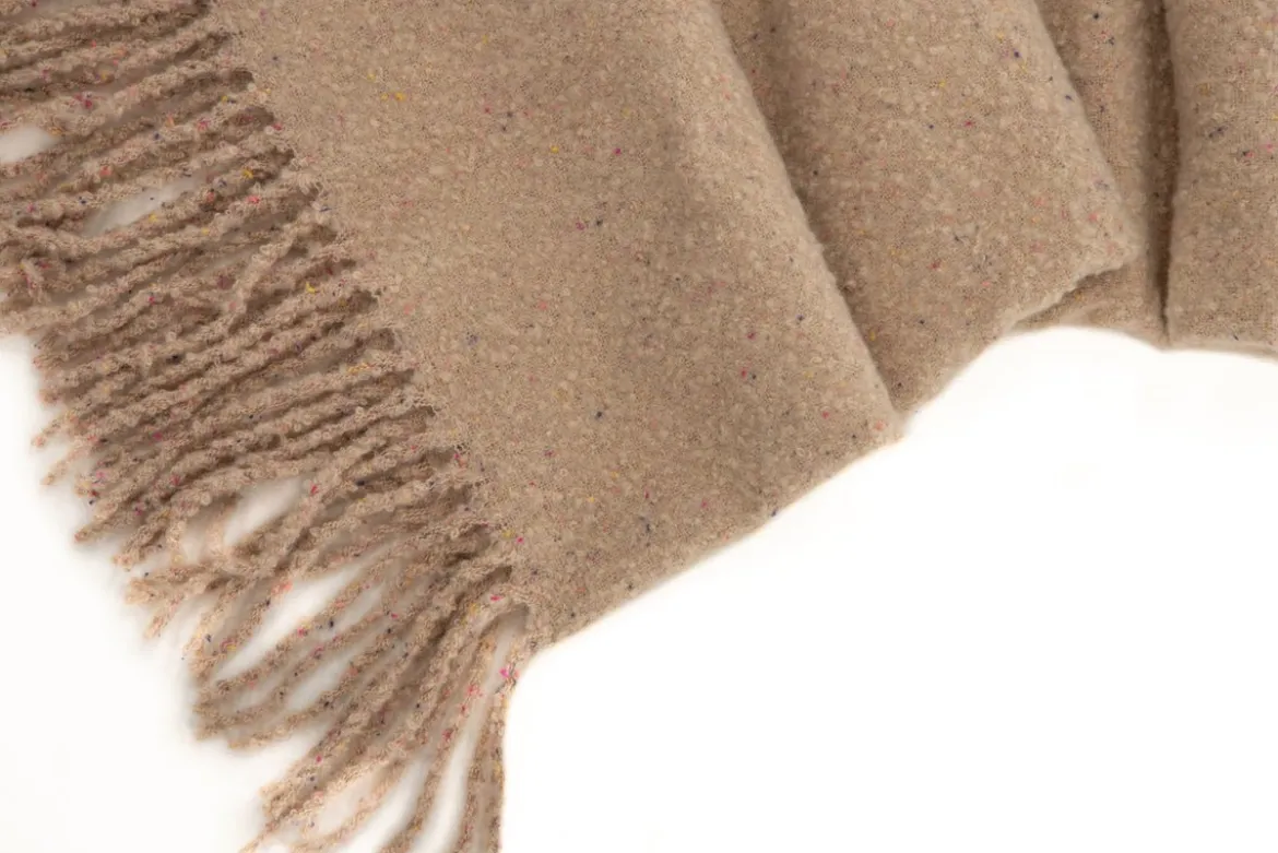 Tagesdecke Malin Beige – 170×130 cm mit Fransen & Melierung