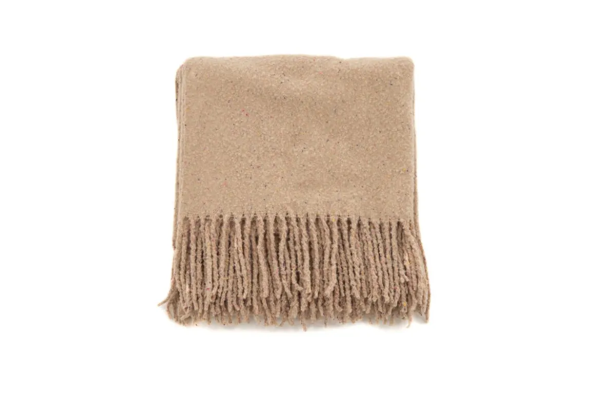 Tagesdecke Malin Beige – 170×130 cm mit Fransen & Melierung