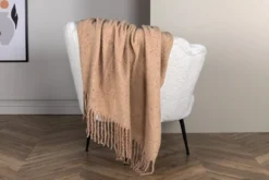 Tagesdecke Malin Beige – 170×130 cm mit Fransen & Melierung