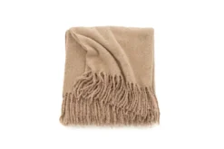 Tagesdecke Malin Beige – 170×130 cm mit Fransen & Melierung