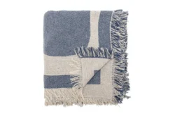 Tagesdecke Noah – Grafisches Design in Blau aus recycelter Baumwolle