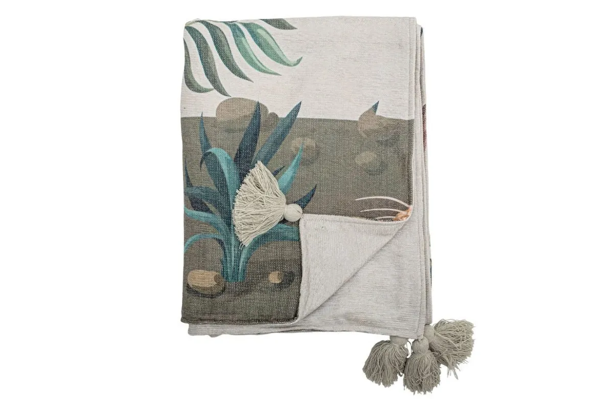 Tagesdecke Pfaui – aus gewebtem Polyester mit Quasten