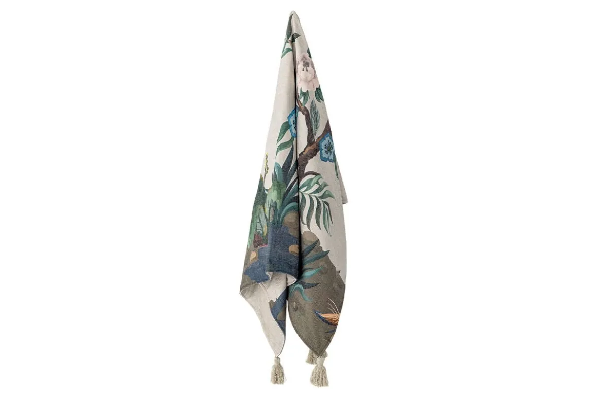 Tagesdecke Pfaui – aus gewebtem Polyester mit Quasten