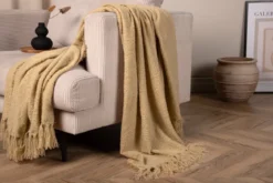 Tagesdecke „Stanley Sand“ – 170×130 cm mit Struktur & Fransen