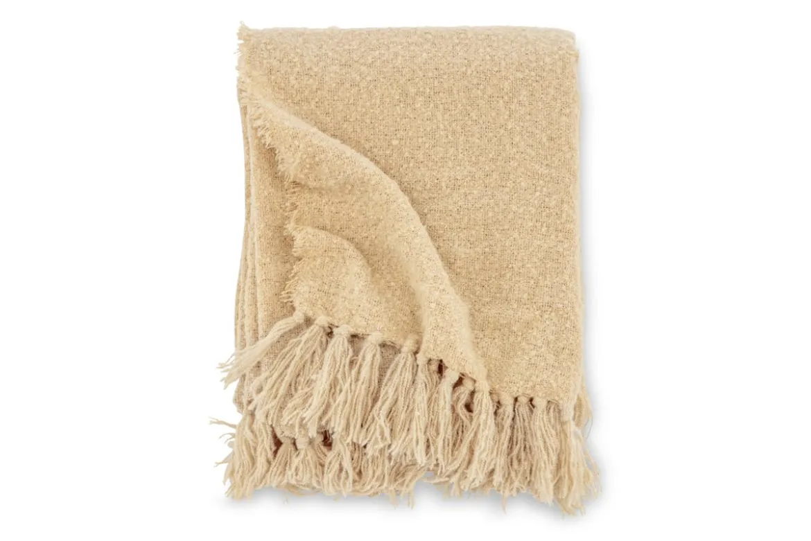 Tagesdecke „Stanley Sand“ – 170×130 cm mit Struktur & Fransen
