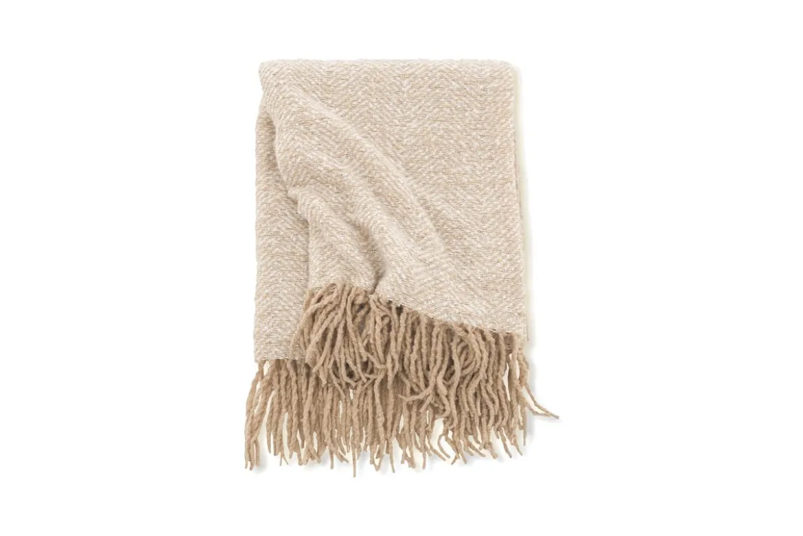 Tagesdecke Velora Beige – 170×130 cm mit Fransen & Strukturwebung