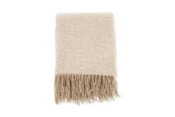 Tagesdecke Velora Beige – 170×130 cm mit Fransen & Strukturwebung