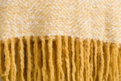 Tagesdecke Velora Gelb – 170×130 cm mit Fransen & Strukturwebung