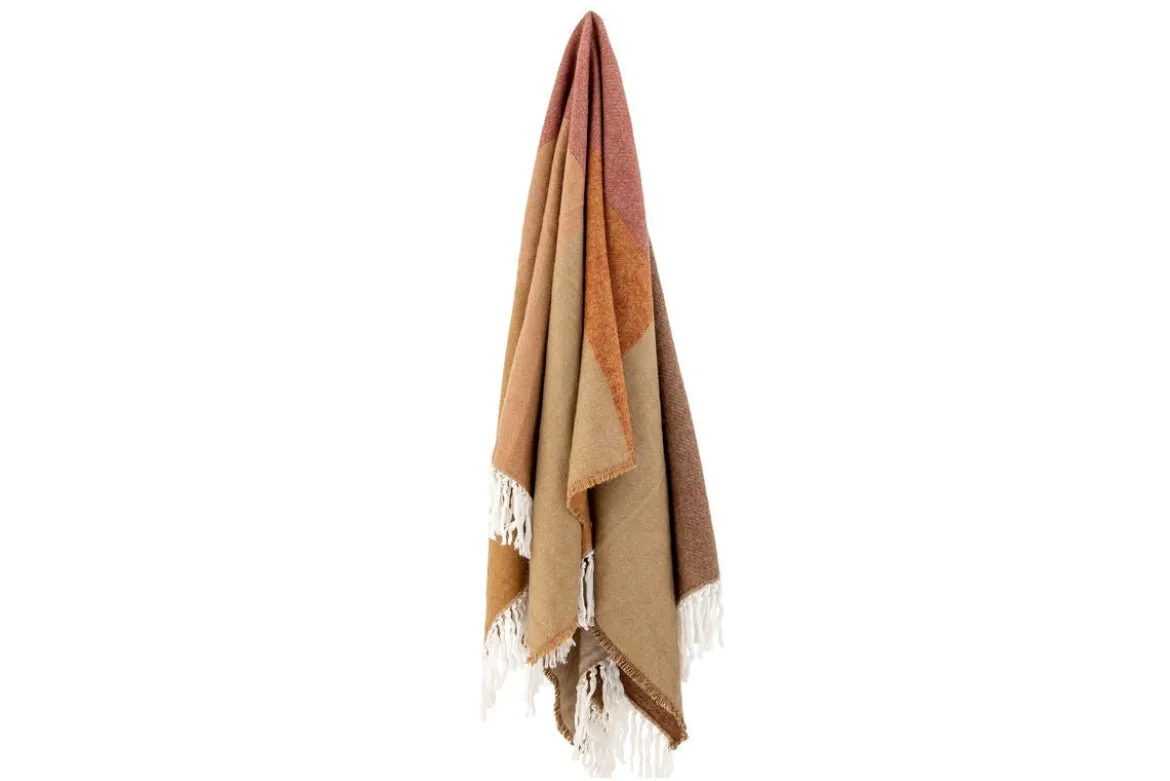 Tagesdecke Widi – Zweifarbiger Look in Braun mit Fransen
