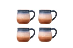Tassen-Set Gabi – Gerippte Steinguttassen mit sanftem Farbverlauf (4er-Set)