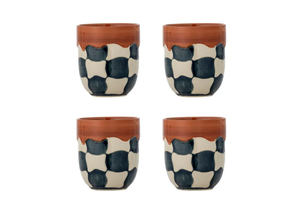 Tassen-Set „Karomaro“ – handbemaltes Steingut (4-teilig)