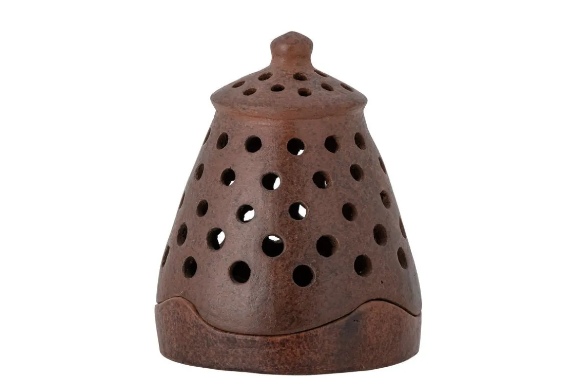 Teelichthalter „Puncto“ – dunkles Terrakotta