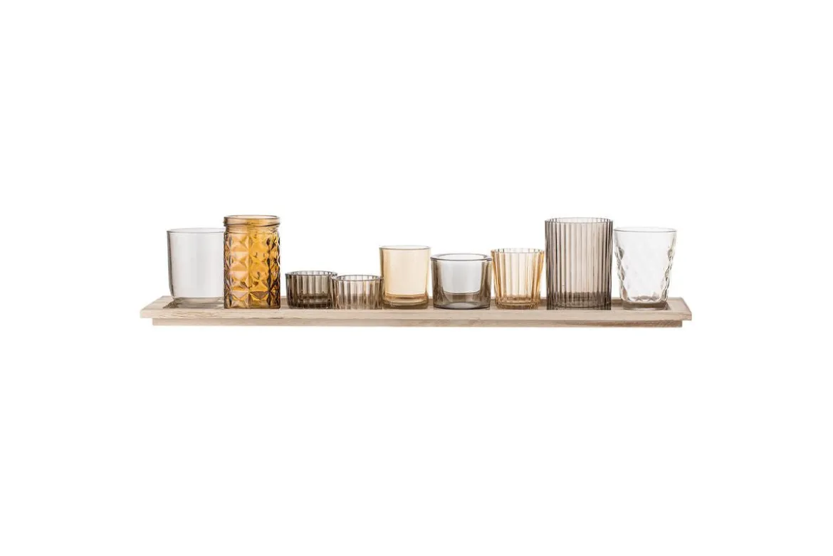 Teelichthalter Set (9-teilig) "Brown Signature"- inkl. Tablett