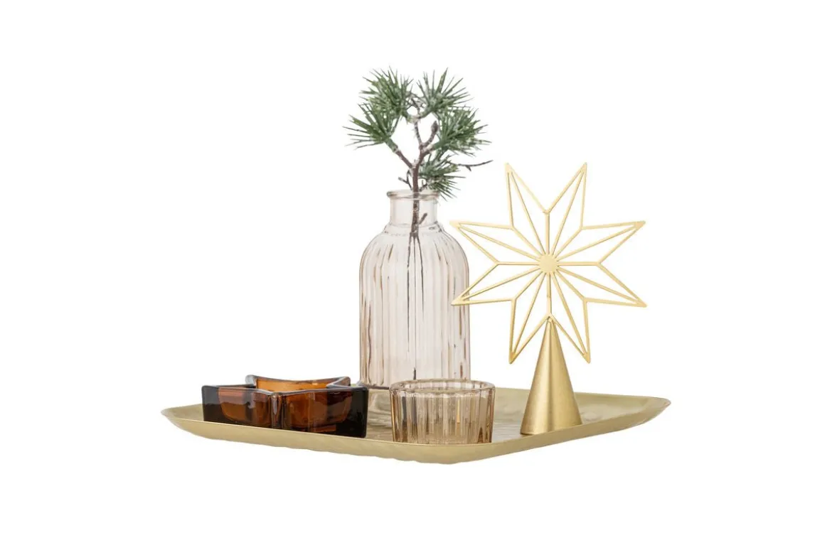 Teelicht-Tablett Aurielle – Glas & Metall in Goldoptik (6-teiliges Set)