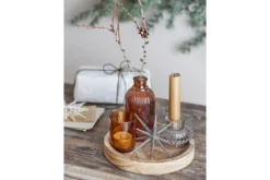 Teelicht-Tablett Ayu – Glas & Holz in warmem Braun (6-teiliges Set)