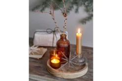 Teelicht-Tablett Ayu – Glas & Holz in warmem Braun (6-teiliges Set)