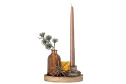 Teelicht-Tablett Ayu – Glas & Holz in warmem Braun (6-teiliges Set)