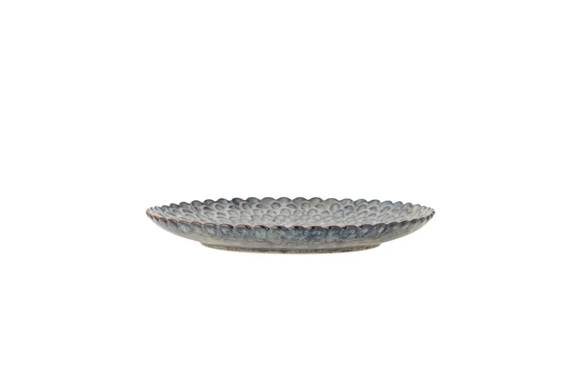Teller Cori – aus Steingut 4er-Set in Grau mit maritimem Relief