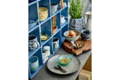 Teller Cori – aus Steingut 4er-Set in Grau mit maritimem Relief