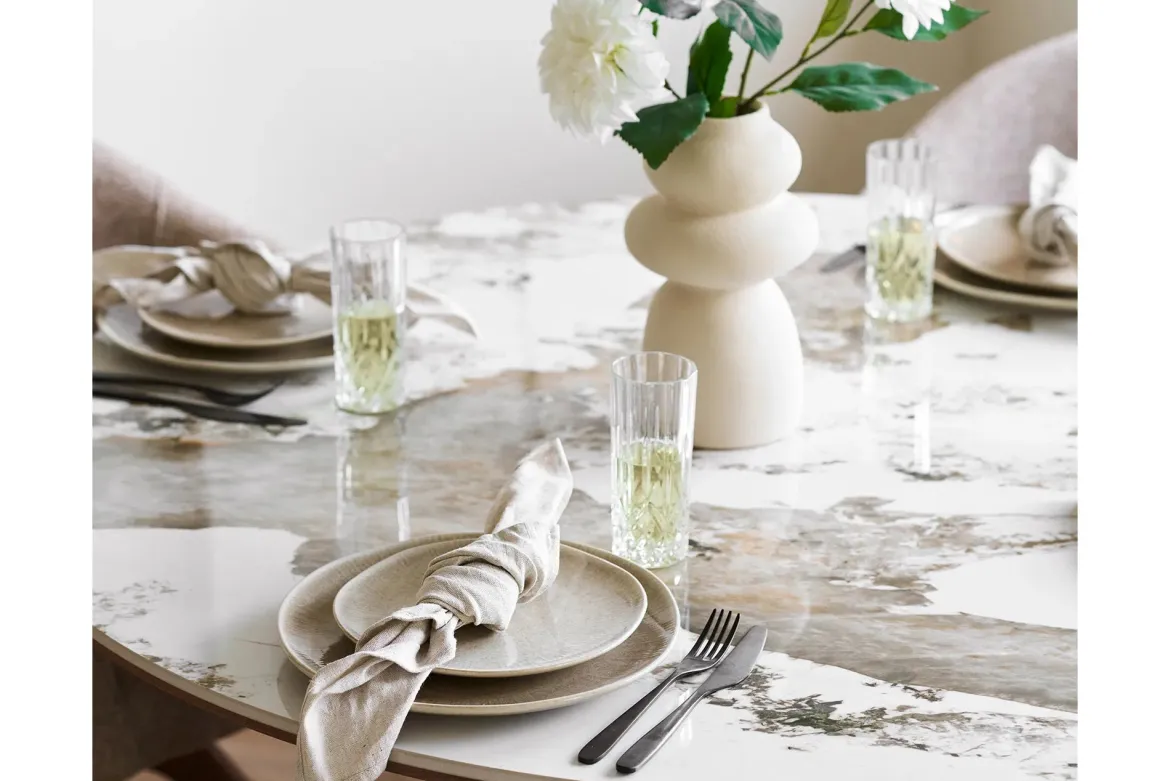 Teller Keldira – aus Steingut gefertigt in beige (4er Set)