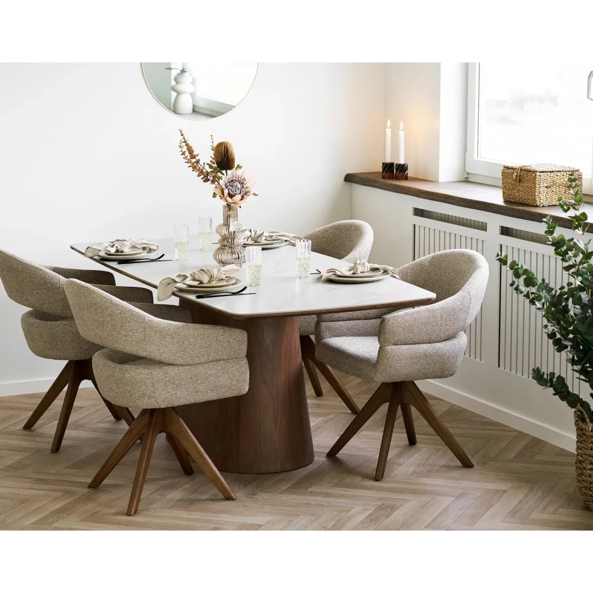 Teller Keldira – aus Steingut gefertigt in beige (4er Set)