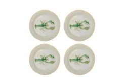 Teller-Set Lobio – Steingut mit handgemaltem Hummermotiv (4er-Set)