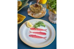 Teller-Set Maris – Steingut mit Fischmotiv (4er-Set)