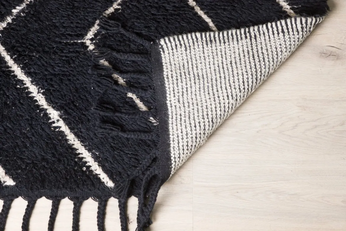 Teppich Hanna – Hochflor mit Karomuster aus Wolle