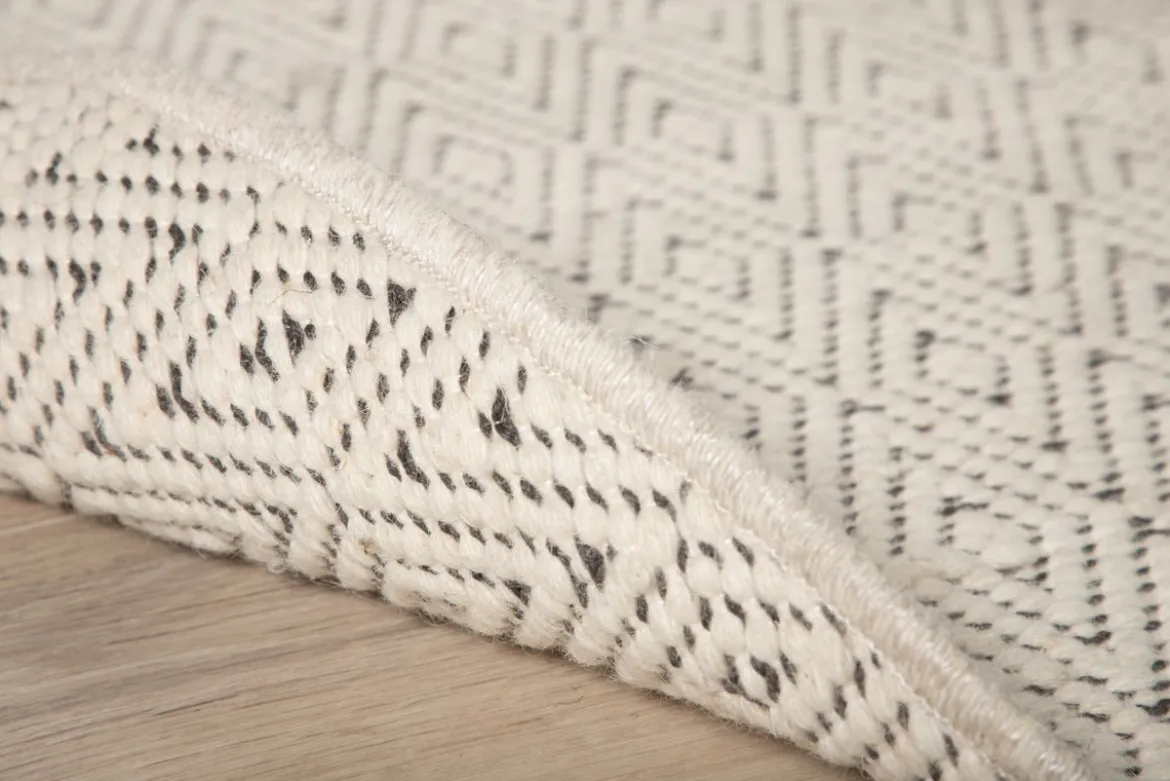 Teppich Naveen – rund in Beige aus Polyester & Baumwolle