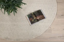 Teppich Naveen – rund in Beige aus Polyester & Baumwolle