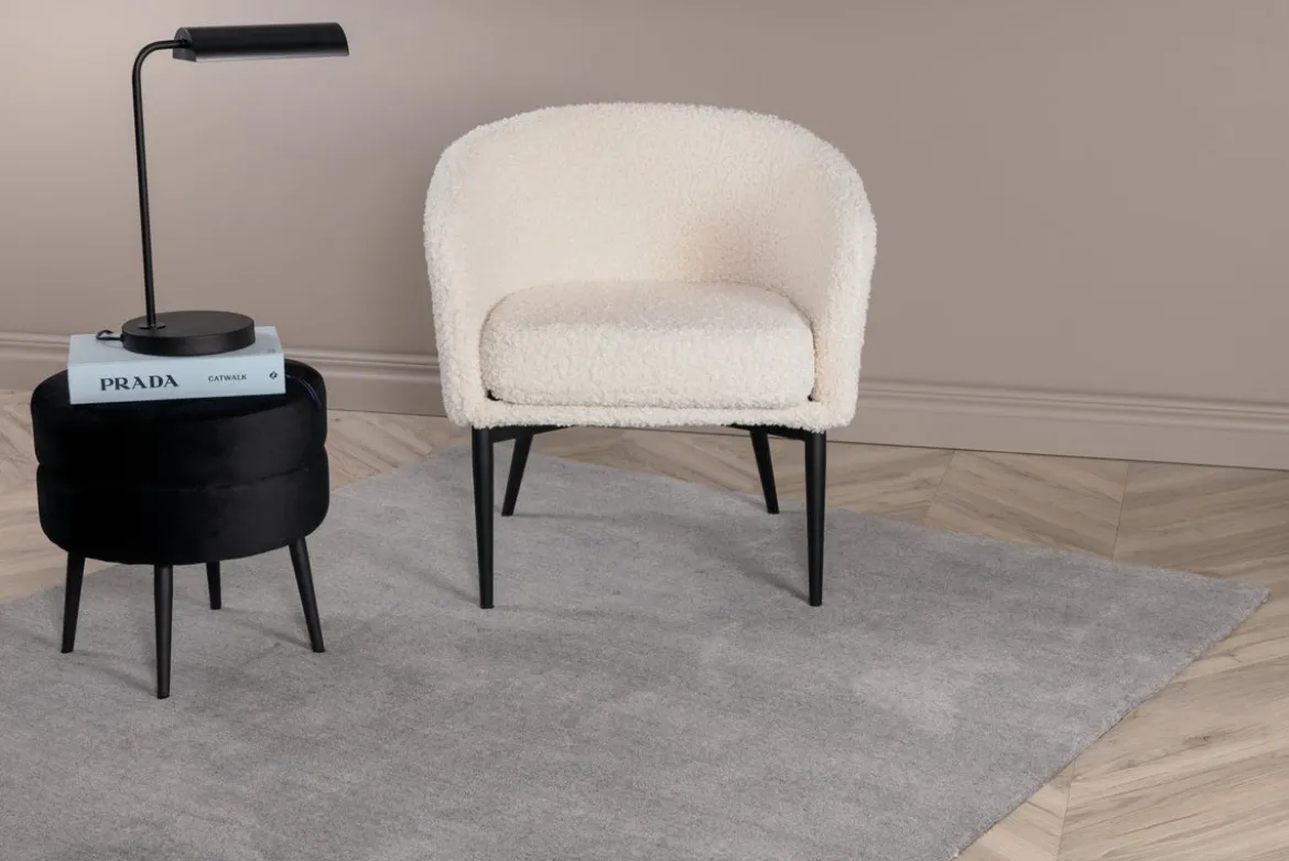 Teppich Nivaro – Kurzflor in Dunkelgrau aus Wolle & Polyester