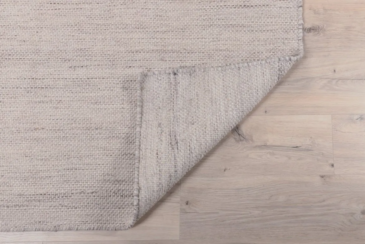 Teppich Zay – handgewebt in Beige aus Polyester & Baumwolle