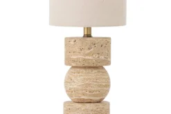 Tischlampe Alvara – echter Travertin in Natur, skulpturales Designobjekt