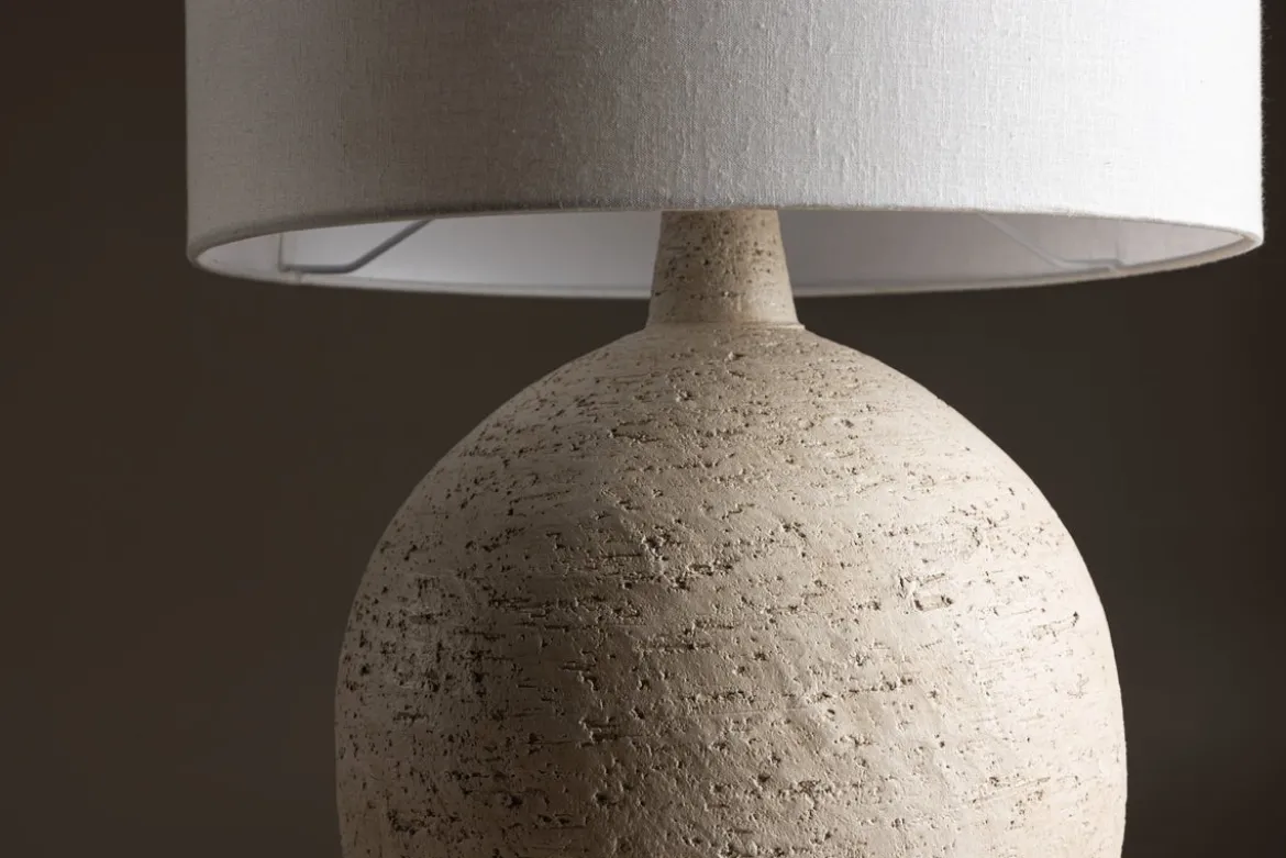 Tischlampe „Alvesta“ – Rustikale Terrakotta-Basis mit weißem Jute-Lampenschirm