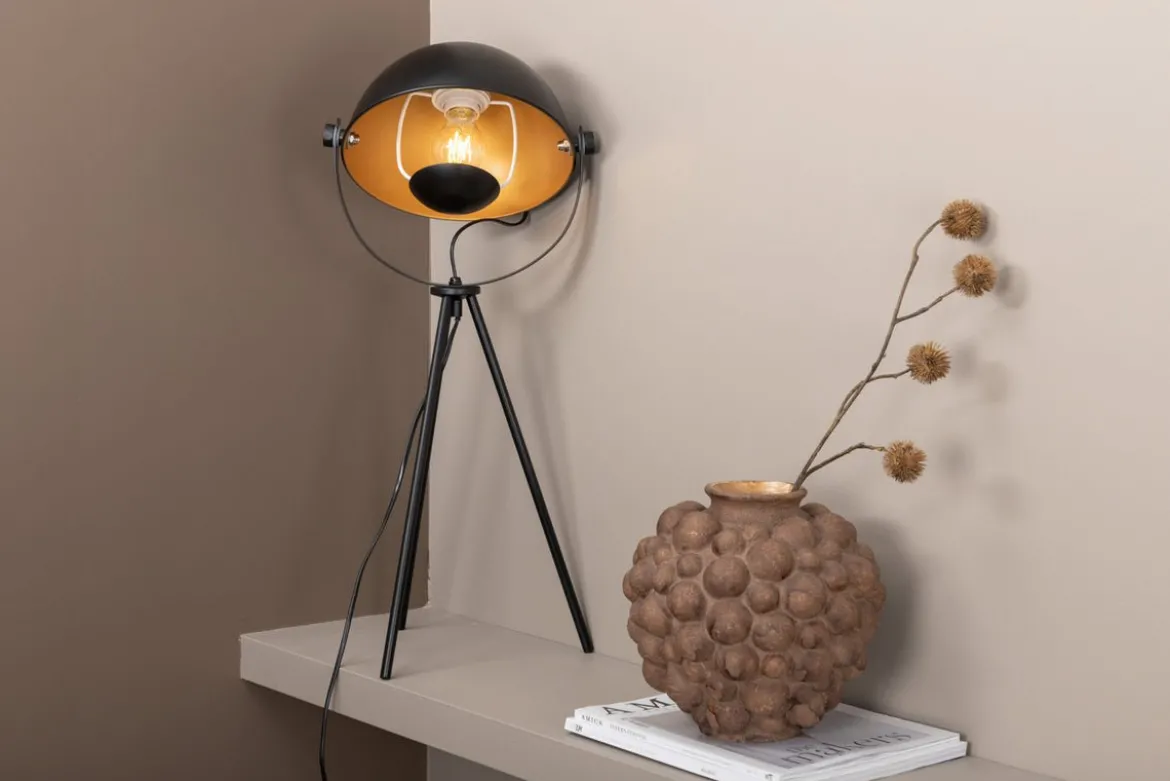 Tischlampe „California“ – Schwarze Leuchte mit goldenen Details