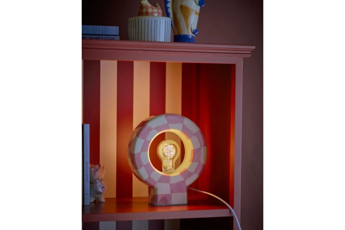 Tischlampe Halligalli - kariert aus Steingut