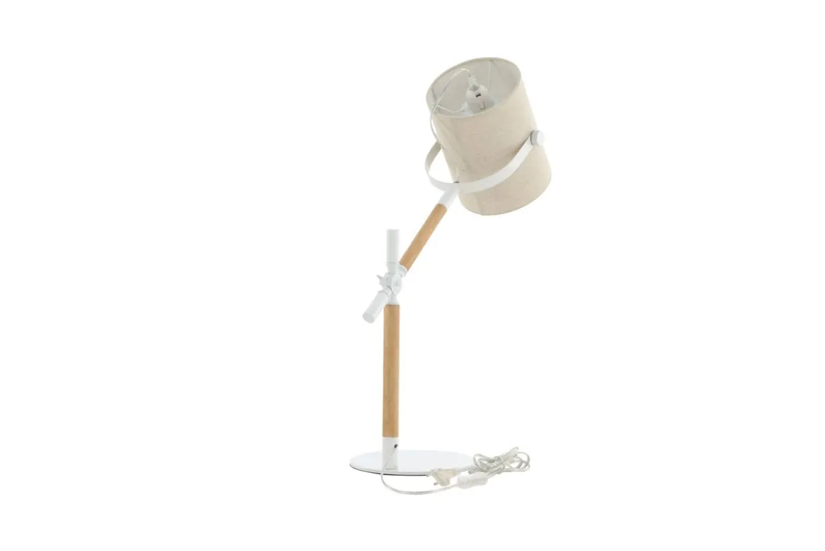Tischlampe „Laura“ – Kombination aus Weiß und Holzdetails, sowie schwenkbar
