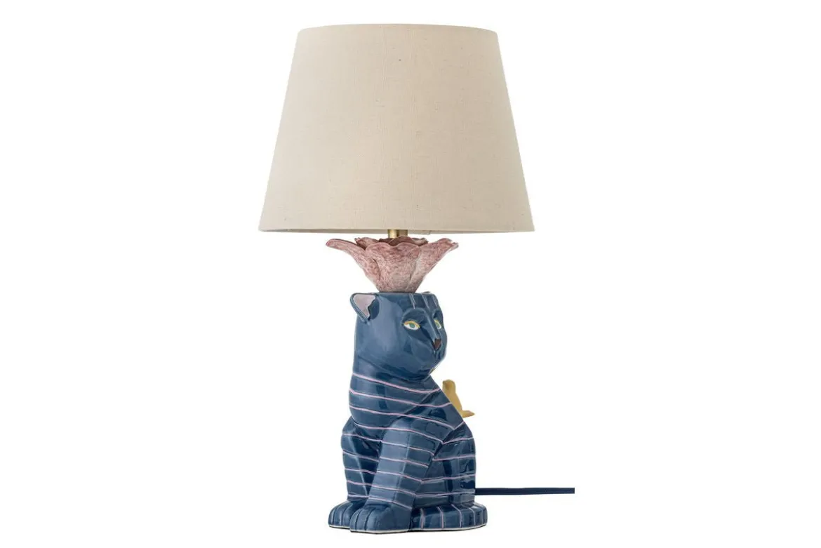 Tischlampe Liora – handbemaltes Steingut in Blau, dekoratives Designobjekt