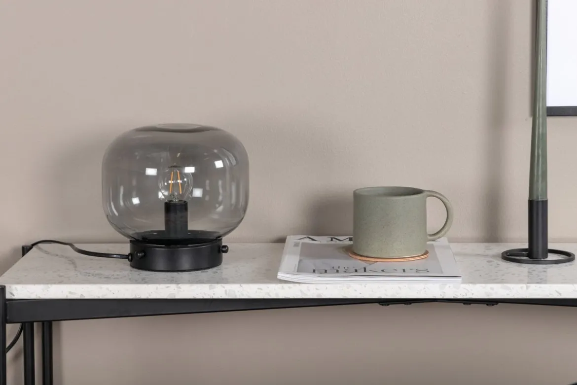 Tischlampe „Olivin“ – Mit elegantem rauchschwarzen Lampenschirm