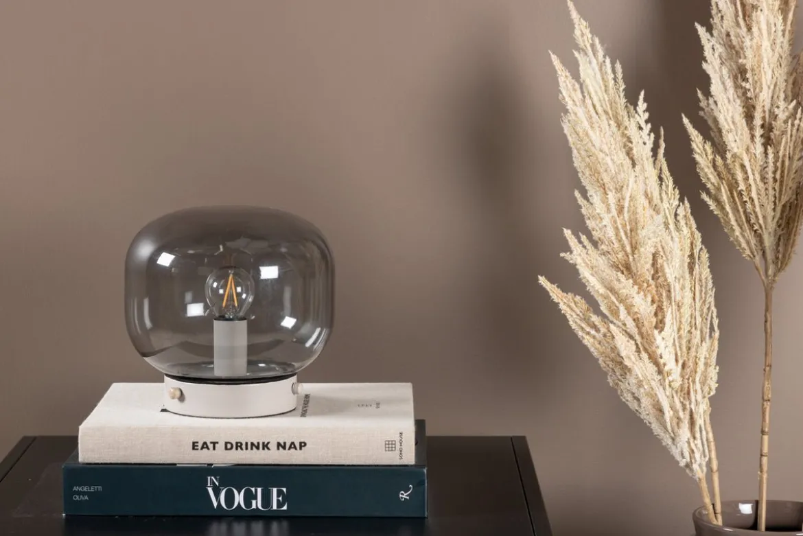 Tischlampe „Olivin“ – Mit elegantem rauchschwarzen Lampenschirm