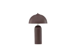 Tischlampe „Terranova“ – Braune Steingefertigte Eleganz mit Rundschirm