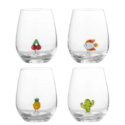 Trinkgläser Cala – Glas mit handgefertigten Figuren (4er-Set)