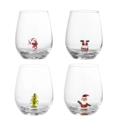 Trinkgläser Cala – Glas mit handgefertigten Figuren (4er-Set)
